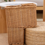 panier double compartiment osier tressé rustique rangement jouets livres escalier