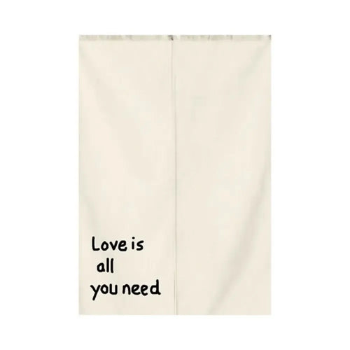 rideau japonais beige minimaliste motif chat texte love is all you need décoration maison