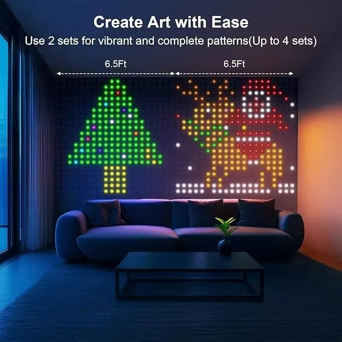rideau lumineux led multicolore pixel art moderne télécommande application mobile