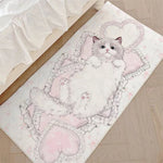 tapis dessin animé mignon chats coeurs rose polyester salon chambre décoration