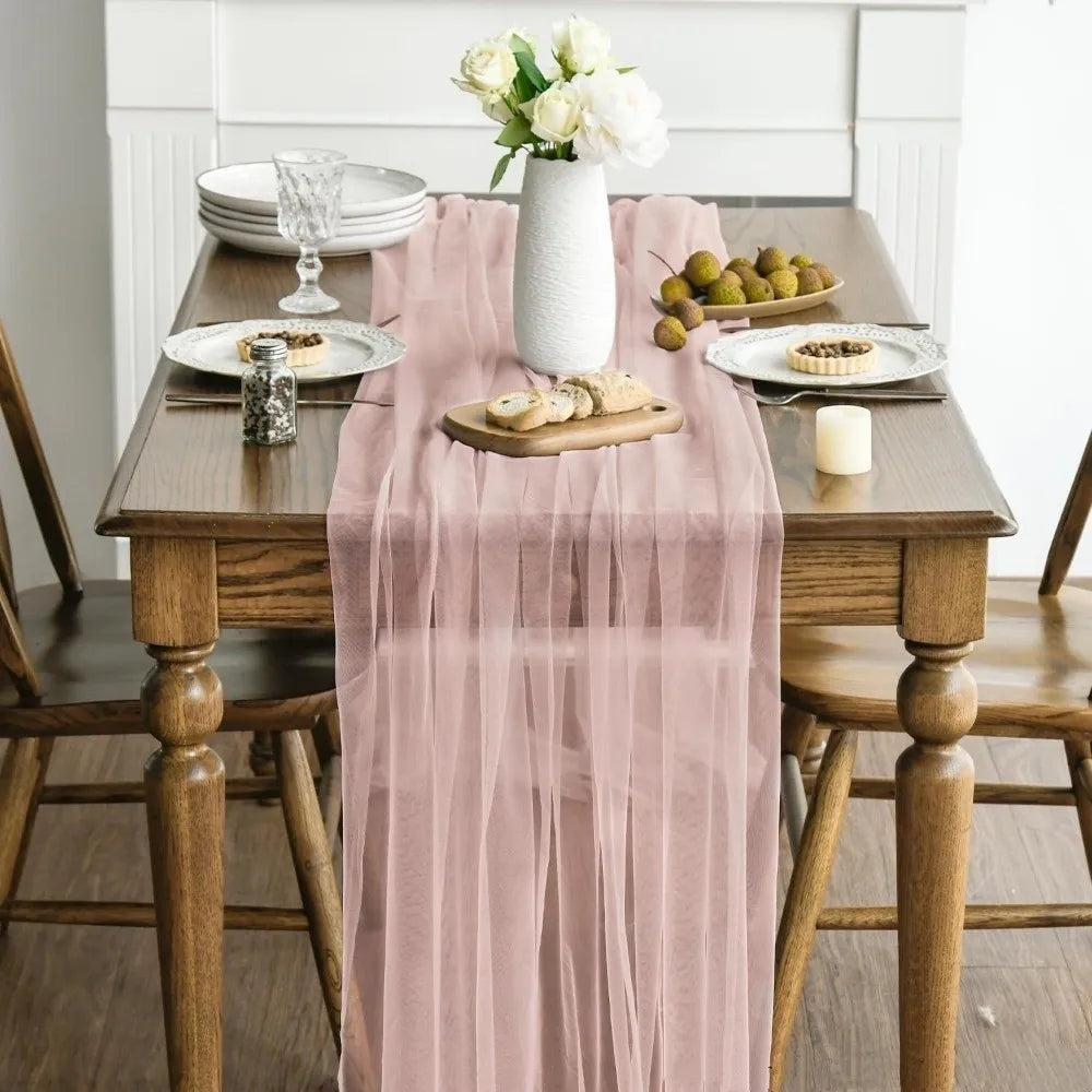 table table polyester plissé rose pâle vert foncé blanc violetclair beige classique festive fleuri