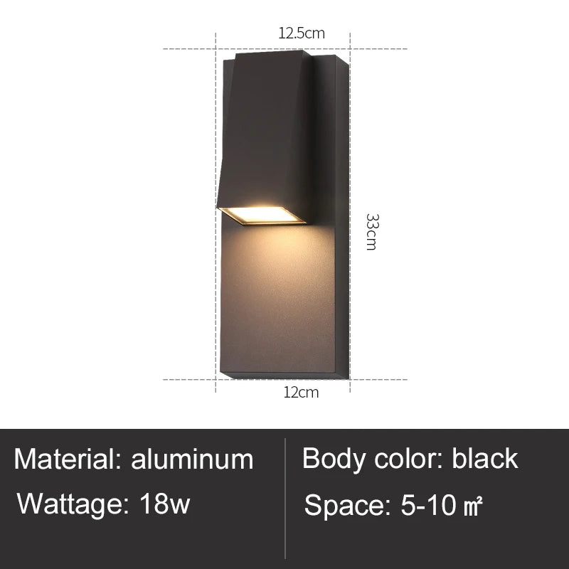 applique murale led moderne gris foncé ip65 hydrofuge 18w 110v 240vextérieur jardin véranda