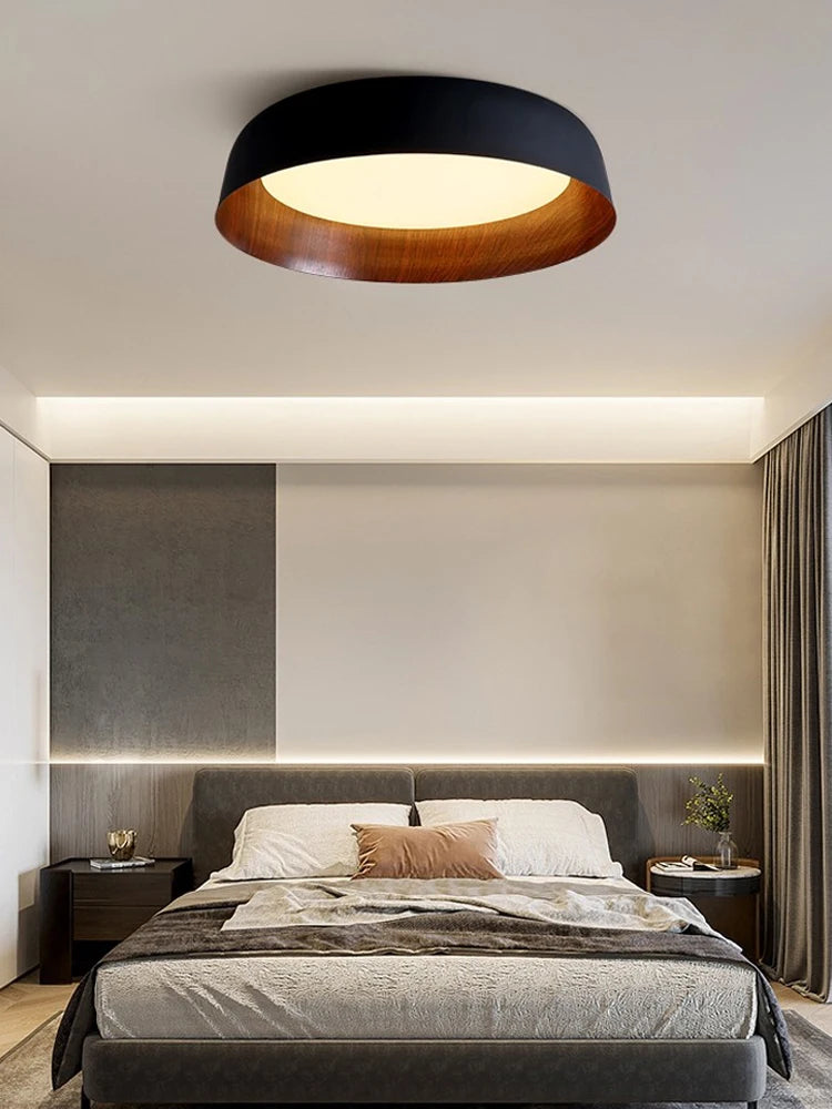 plafonnier moderne led lumineux bois clair opaque minimaliste suspension chambre