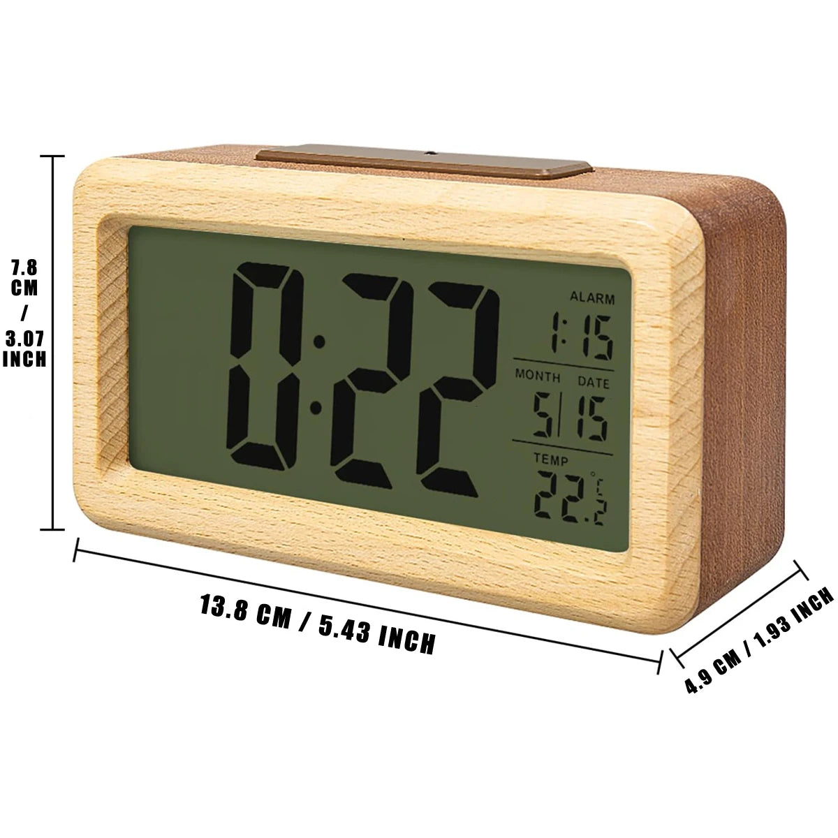 horloge numérique bois moderne affichage calendrier température réveil unique minimaliste led luminoise