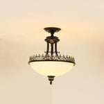 lampe vintage classique noir motif floral doré opale éclairage quotidien led e27