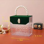 sac main transparent acrylique moderne géométrique blanc orange violet noir rouge vert chic poignée