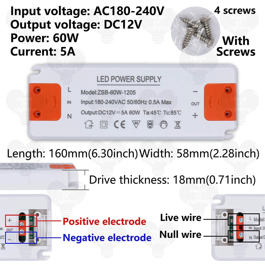 alimentation led ultra fine 12v 24v 12w 120w blanc vis moderne