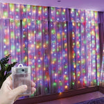 rideau lumineux led multicolore transparent moderne 3m 3m 300 leds autonomes