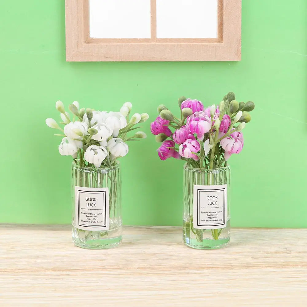 vases transparents artificiels fleurs gravure minimaliste decoration maison Pods