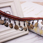 ruban décoratif dentelle rayures disque couleur rouge orange jaune bleu ethnique boho chic coton