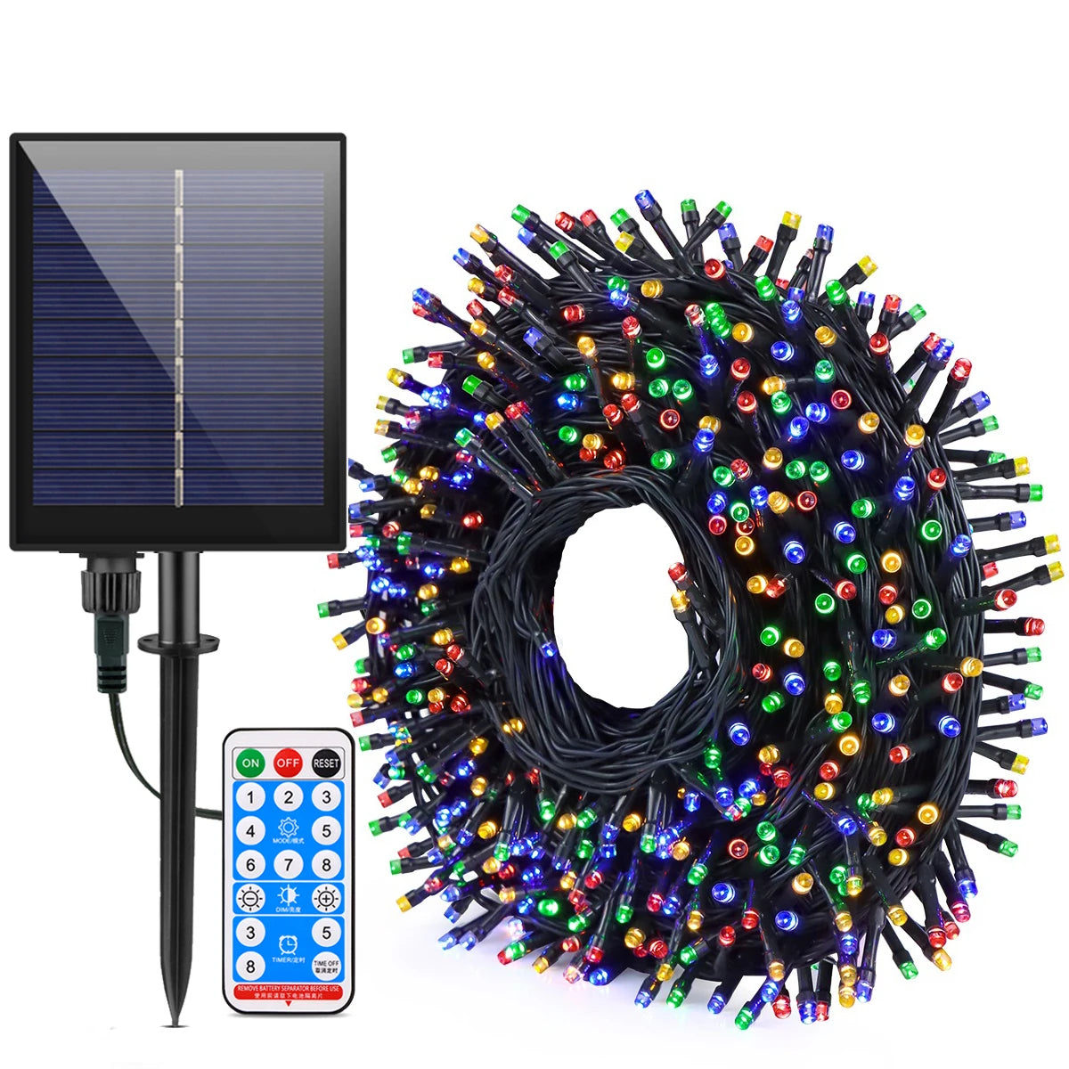 guirlande lumineuse solaire moderne multicolore ip65 led 24v autoinstallation télécommande panneau solaireextérieur vacances
