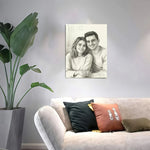 Dessin personnalisé noir blanc réaliste cadre mural 20x30cm 40x60cm artiste erotique famille amis couple