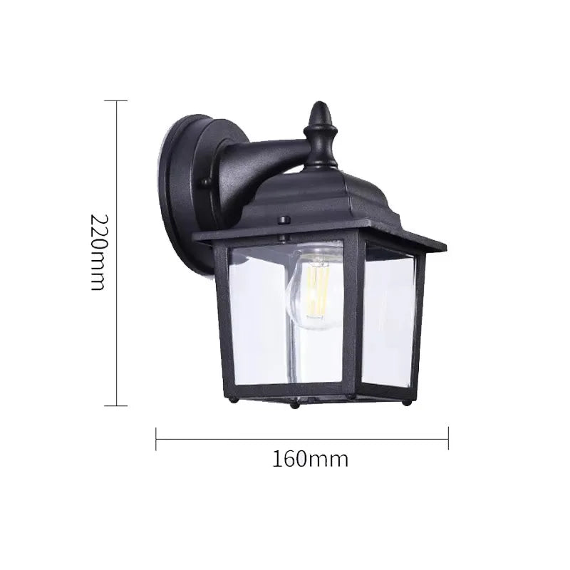 lampe murale noire classique verre trempé transparent éclairage industriel fixe led 85265v hydrofuge