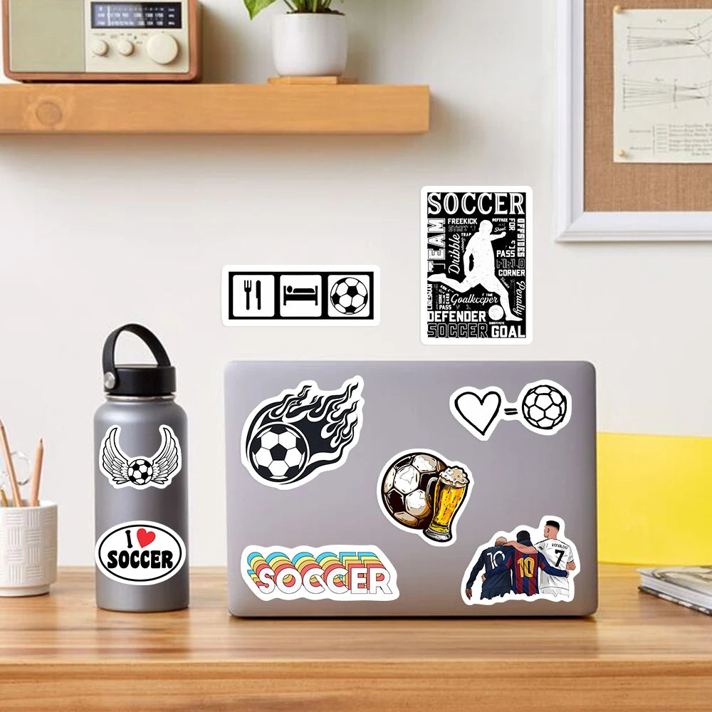 stickers football graphiques couleurs noires blanches vertes rouges bleues jaunes grises adhésifs sportifs physiques