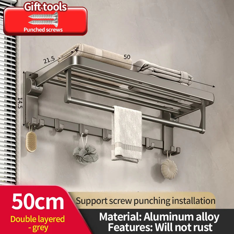 porte serviettes mural aluminium noir étagères salle bain moderne laqué insertion boulon