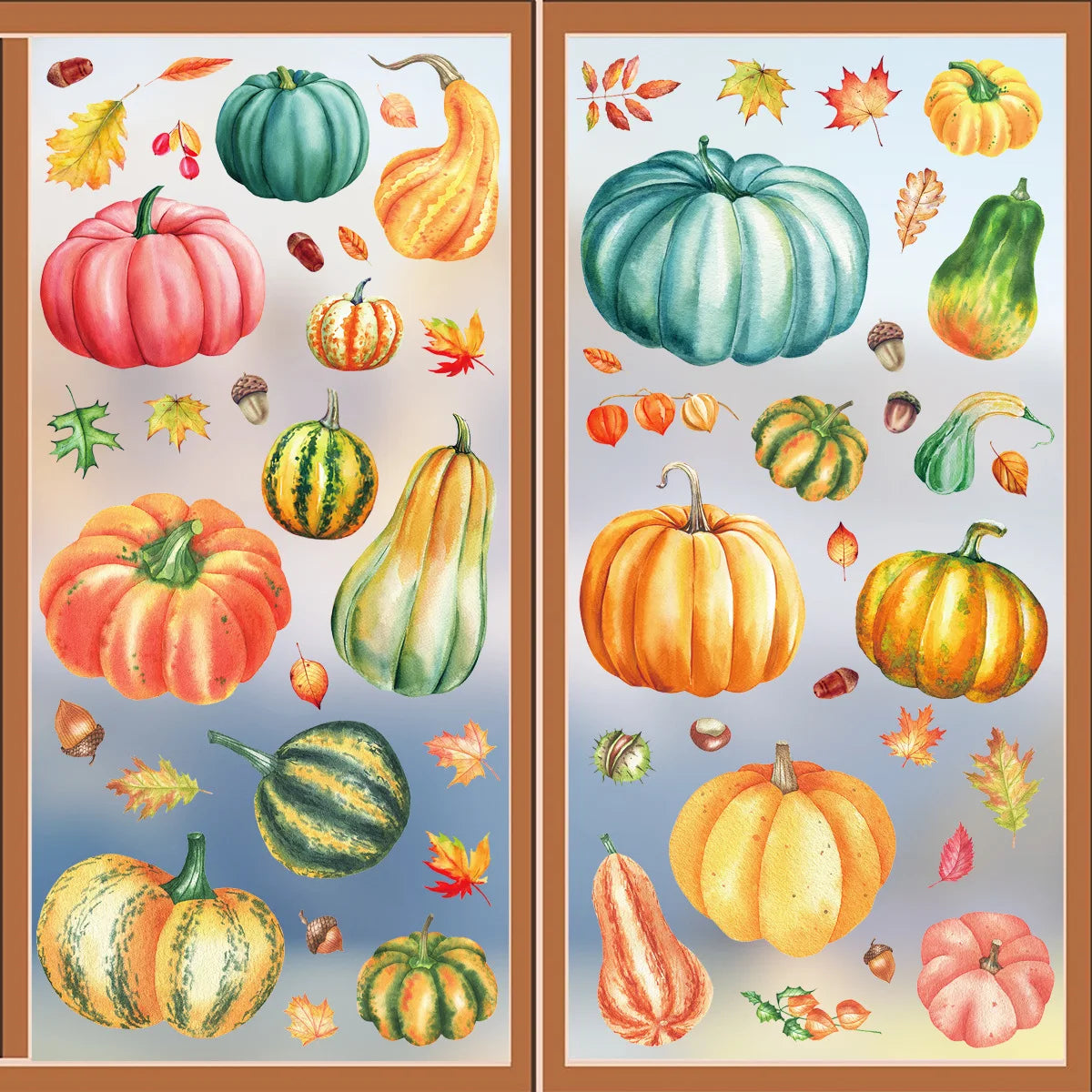 décorations fenêtre adhésives automne feuilles citrouilles gnomes opaques maison Thanksgiving festiveporte vitre