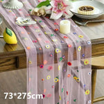nappe table brodée fleurs multicolores transparente champêtre romantique décoration anniversaire mariage