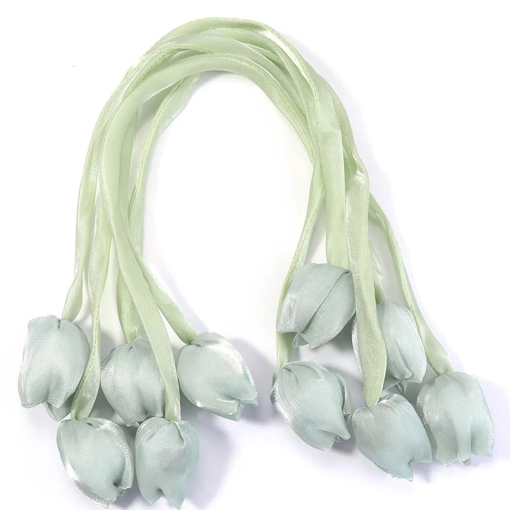 Décoration intérieure tulipes artificielles 3D fleurs polyester accessoires cheveux élastiques vert rose blanc