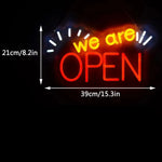 enseigne néon lumineuse WE ARE Open rose jaune bleu blanc moderne chaîne suspension câble