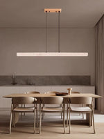suspension lumineuse moderne fer blanc texture pierre minimaliste chaînes métalliques