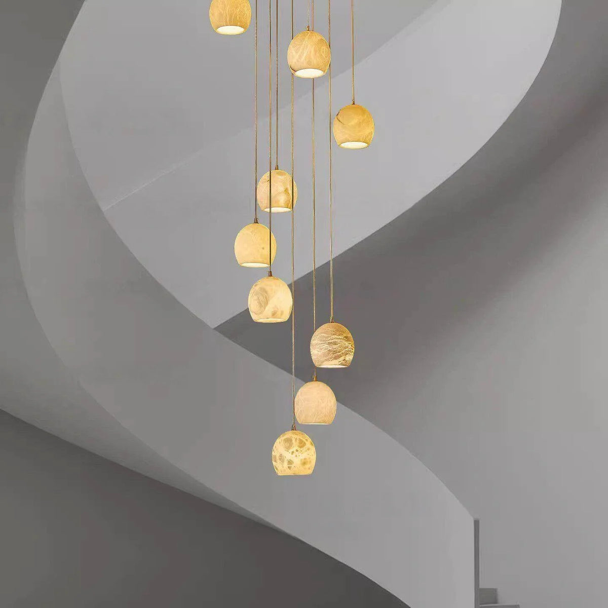 suspension lumineuse moderne marbre beige cuivre salon salle manger cuisine