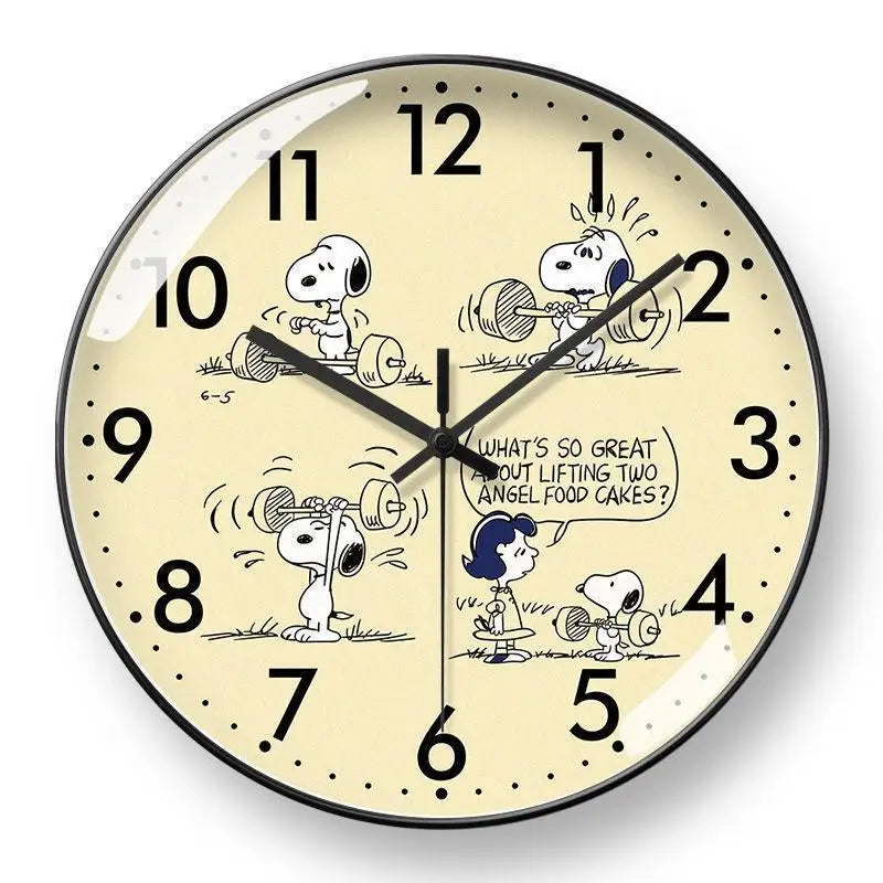 horloge murale snoopy dessin animé noir blanc moderne fixations murs quartz