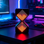 horloge led pixelée moderne minimaliste blanc noir ajustement luminosité affichage temps switch charge cabled