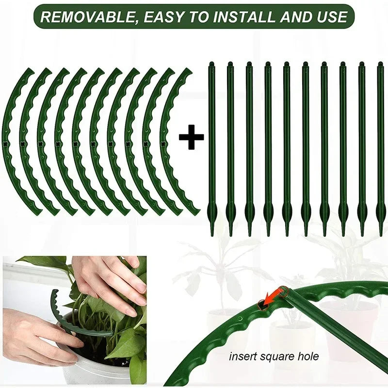 supports plante vert foncé moderne 16cm 27cm 16 tiges pliantes