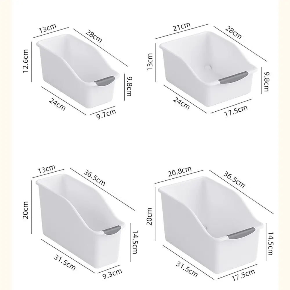 organisateur rangement moderne boîte tri plastique empilable compartiments multifonctionnels beige gris clair poignées bois