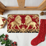 tapis sol lions doré rouge salon bain bordure florale classique 30x50cm 40x60cm polyester