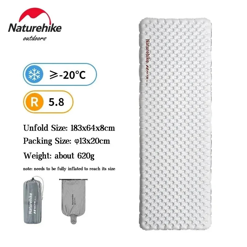 matelas camping blanc marron texturé double valve isolation thermique 20°C tpu nylon moderne
