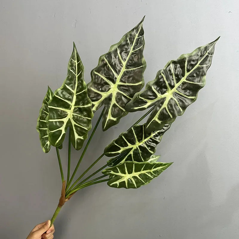plantes artificielles feuilles larges vertes décoration tropical extérieur imitation végétal texturé 71cm
