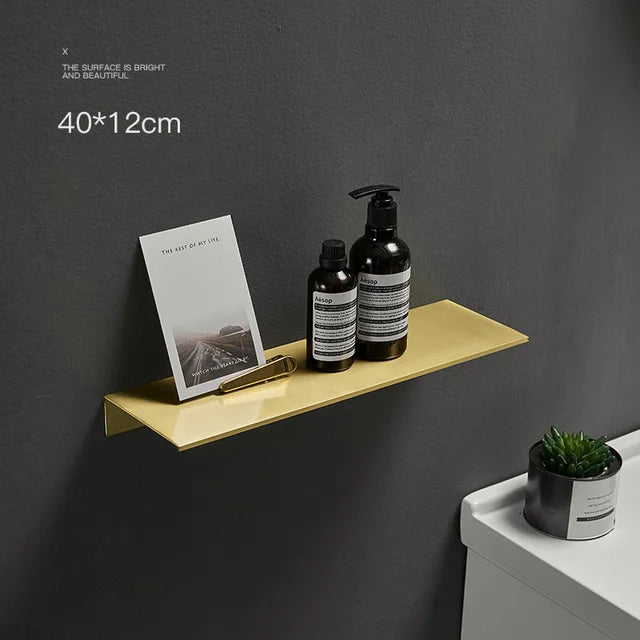 étagères murales modernes or noir blanc aluminium adhésives salle bain minimaliste 30 40 50cm