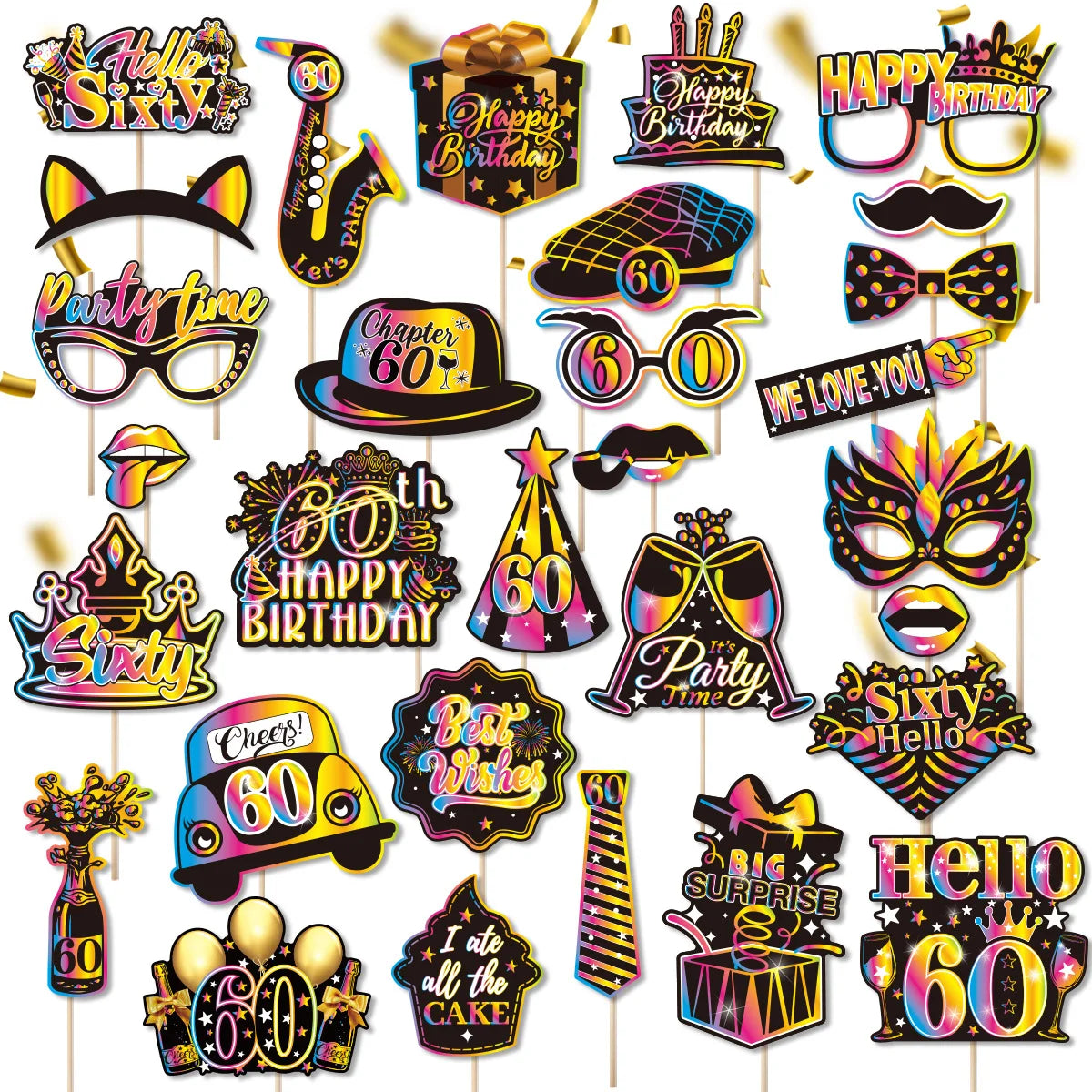 masques fête multicolores holographiques anniversaire noir blanc piquets variété motifs festive