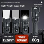 lampe torche noire led puissante rechargeable urgence camping 1000lm moderne résistante chocs