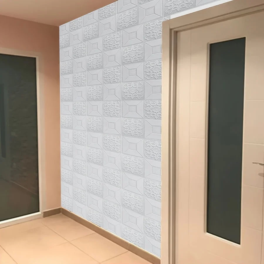 panneaux decoratifs murals blancs motifs floraux modernes resitants humidite stickers adhesifs chambre salon cuisine