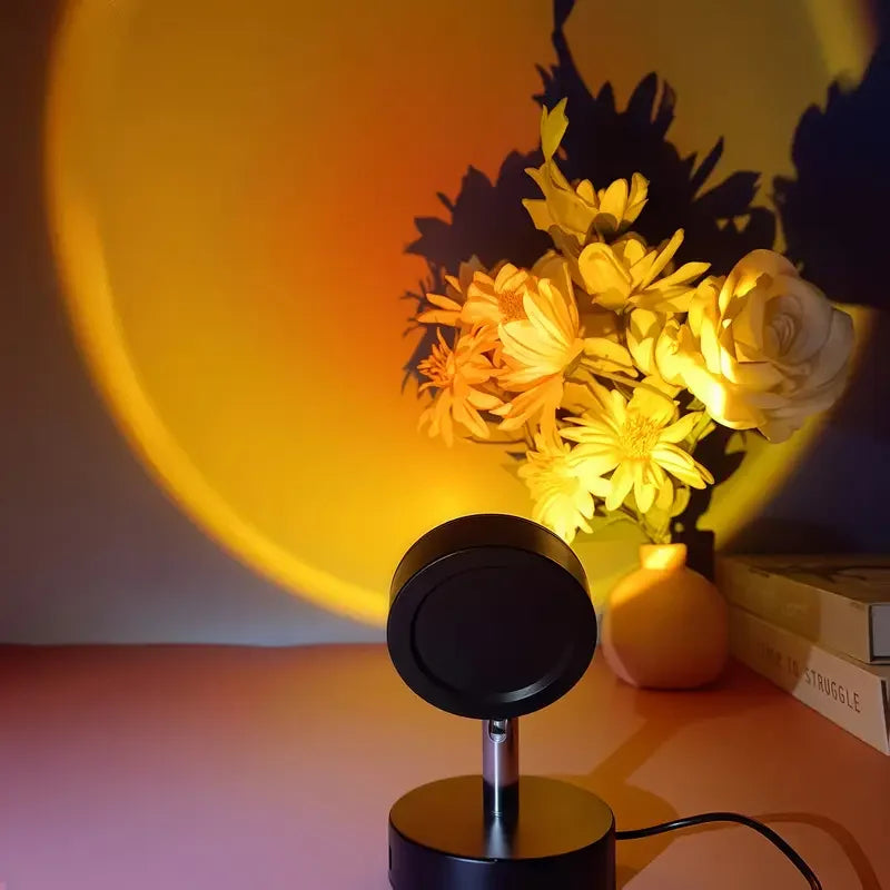 lampe table moderne veilleuse noir projection couchersoleil chambre coucher ambiance éclairage