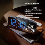 horloge numérique moderne écran led noir bleu blanc réglable luminosité affiche température compteur semaine