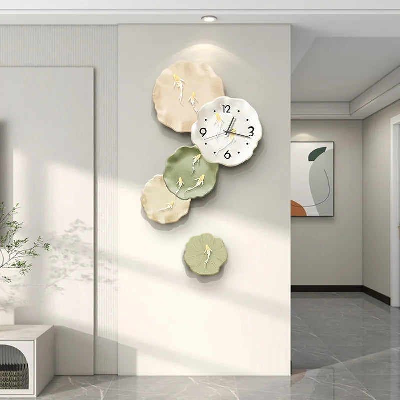 horloge murale moderne décoration intérieure aiguille dorée motifs oiseaux bois blanc noir