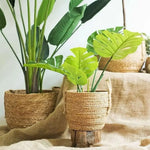 pot fleurs tissé fibres naturelles rustique boho chic rangement extérieur mini small medium large