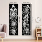 affiche murale squelette yeux motifs abstraits noir blanche graphique polyester imprimée salon chambre decoration