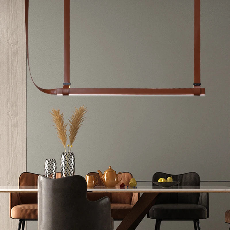 suspension lumineuse moderne marron clair lisse clips câbles 100cm 120cm lumière chaude neutre