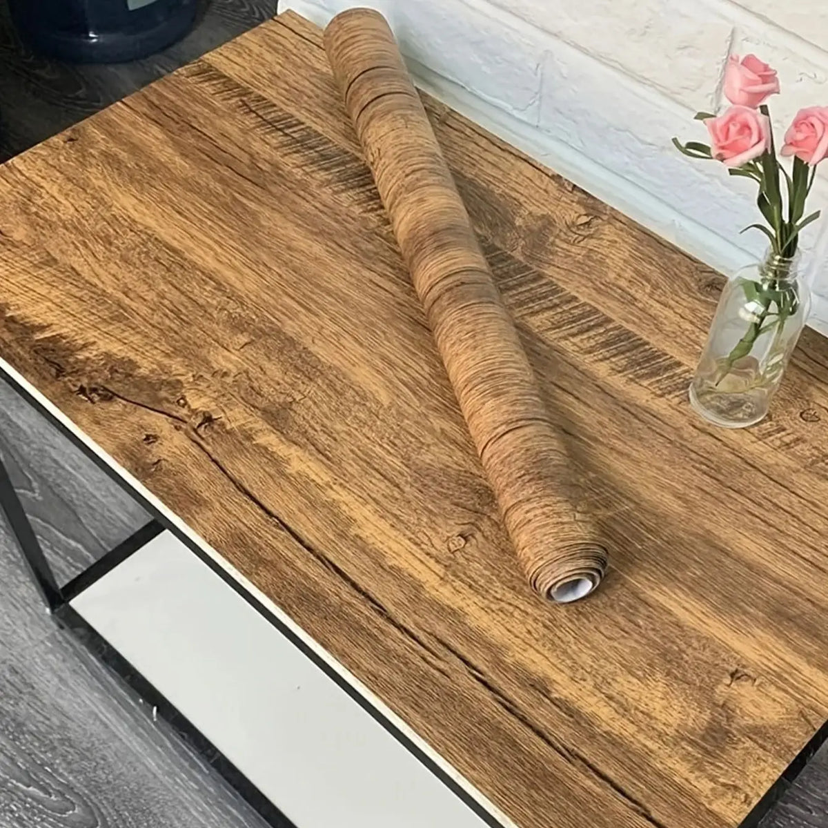 papier peint autoadhésif aspect bois moderne marron beige résistant humidité