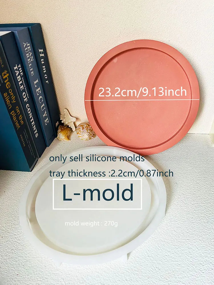 moulages silicone assiettes rondes modernes différentes tailles gris bleu rose jaune