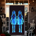 bannière halloween fantômes araignées citrouilles squelettes jeunes filles transparentes