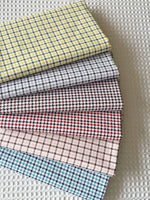 tissu coton imprimé carreaux bleu clair gris rouge jaune classique 160cm bricolage textile maison