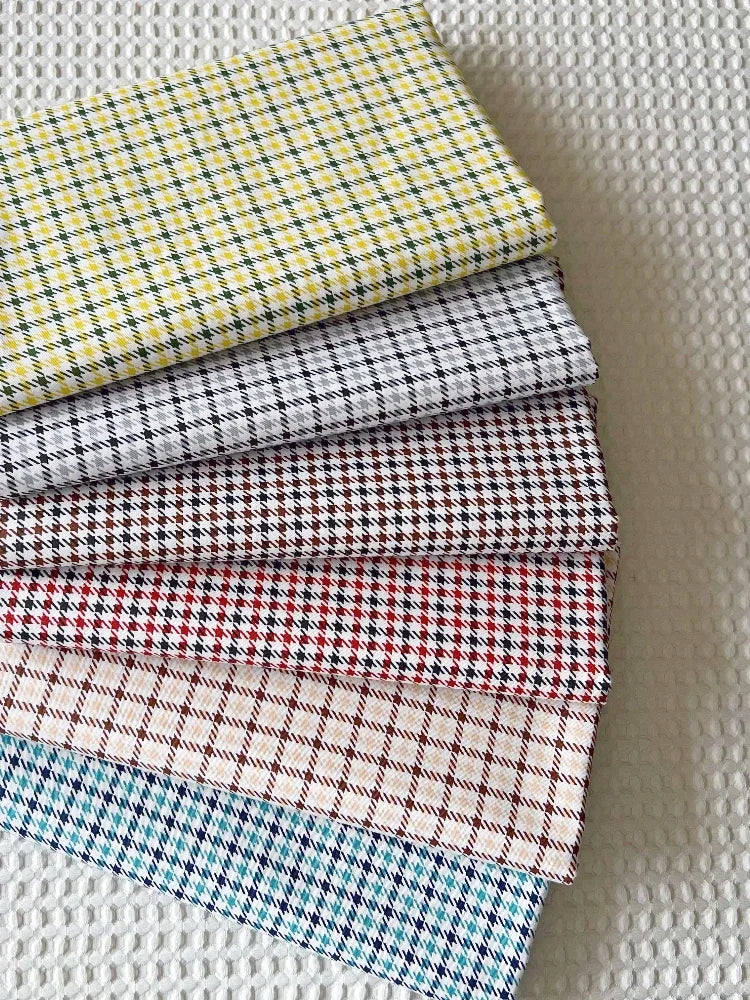 tissu coton imprimé carreaux bleu clair gris rouge jaune classique 160cm bricolage textile maison