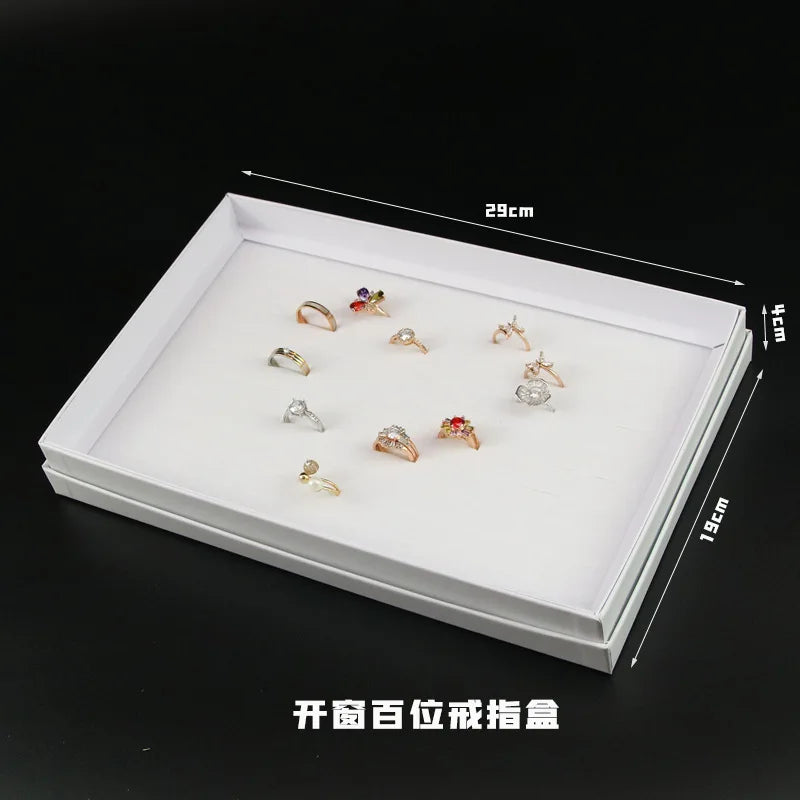 boîte bijoux blanc moderne 100 emplacements rangement opacité matériau papier boucles d'oreilles