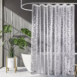 rideau douche transparent moderne texture gaufre motifs ronds gris blanc aimants moderne