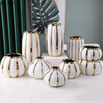 vases céramique moderne blanc doré texture rugueuse ligne élégant fleurs